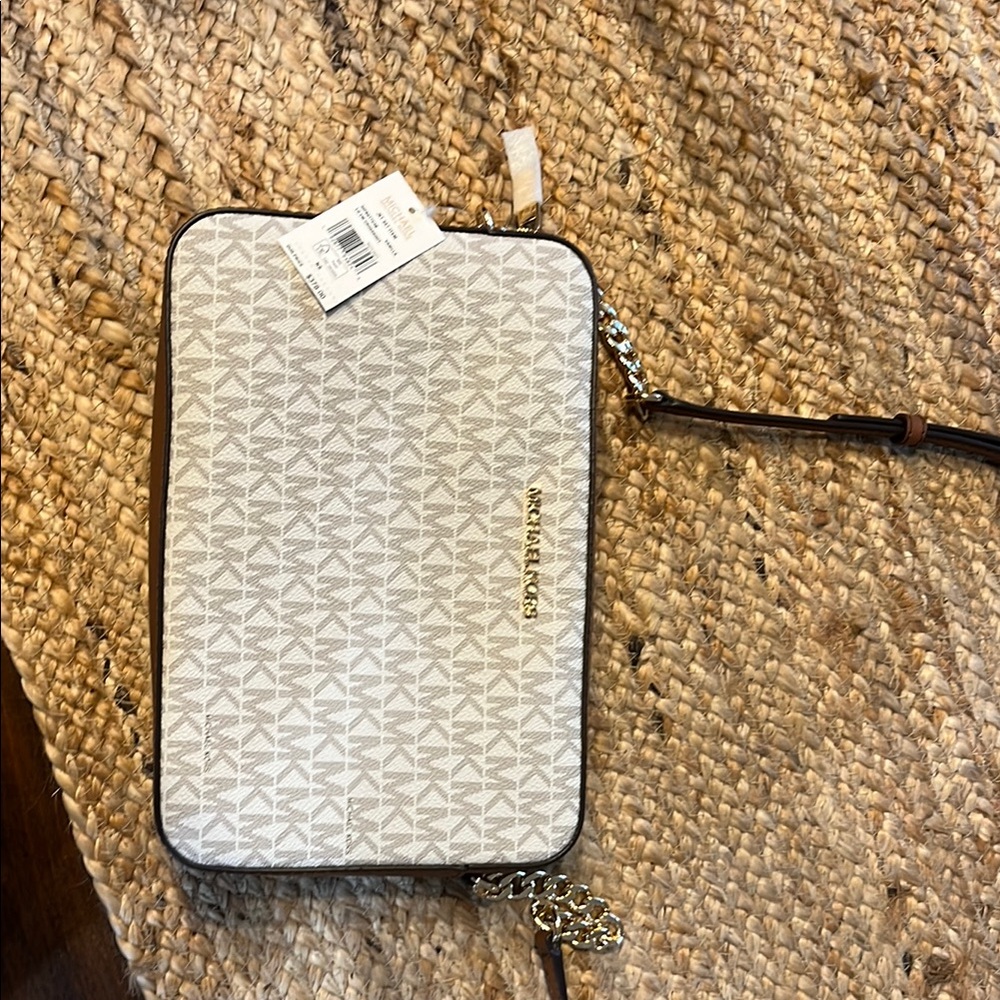Michael Kors White and Brown Crossbody Bag NWT